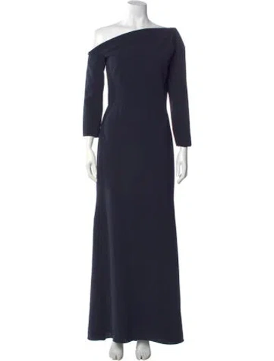 Pre-owned Lela Rose Cowl Neck Long Dress In Blue