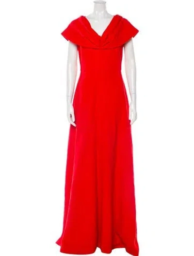 Pre-owned Lela Rose Cowl Neck Long Dress In Red