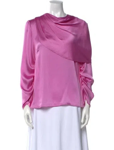 Pre-owned Lela Rose Cowl Neck Three-quarter Sleeve Blouse W/ Tags In Pink