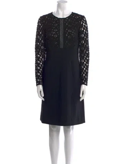 Pre-owned Lela Rose Crew Neck Knee-length Dress In Black