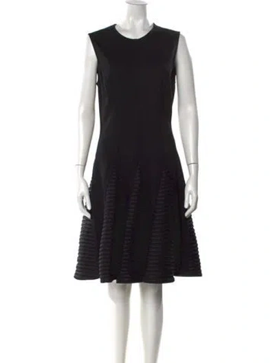 Pre-owned Lela Rose Crew Neck Knee-length Dress In Black