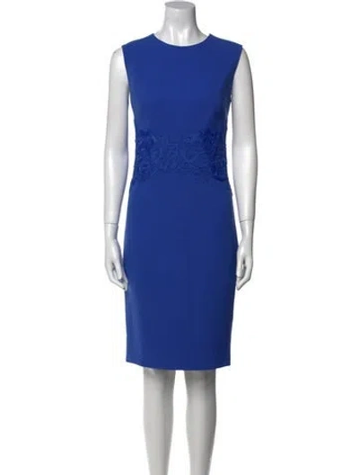 Pre-owned Lela Rose Crew Neck Knee-length Dress In Blue