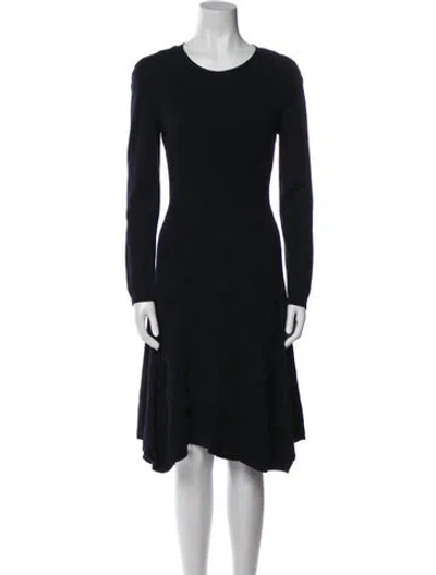 Pre-owned Lela Rose Crew Neck Knee-length Dress In Blue