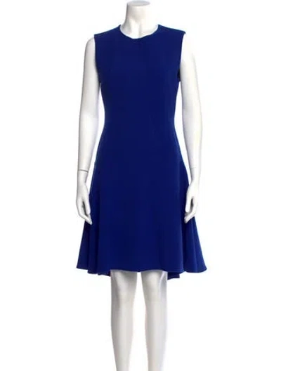 Pre-owned Lela Rose Crew Neck Knee-length Dress In Blue