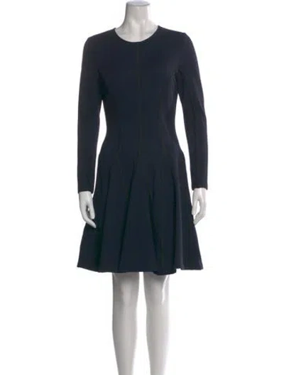Pre-owned Lela Rose Crew Neck Knee-length Dress In Blue