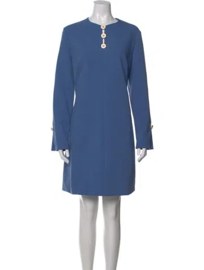 Pre-owned Lela Rose Crew Neck Knee-length Dress In Blue