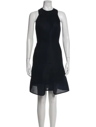 Pre-owned Lela Rose Crew Neck Knee-length Dress In Blue