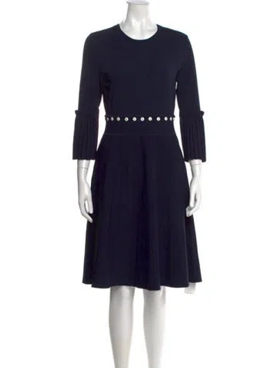 Pre-owned Lela Rose Crew Neck Knee-length Dress In Blue