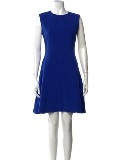 Pre-owned Lela Rose Crew Neck Knee-length Dress In Blue