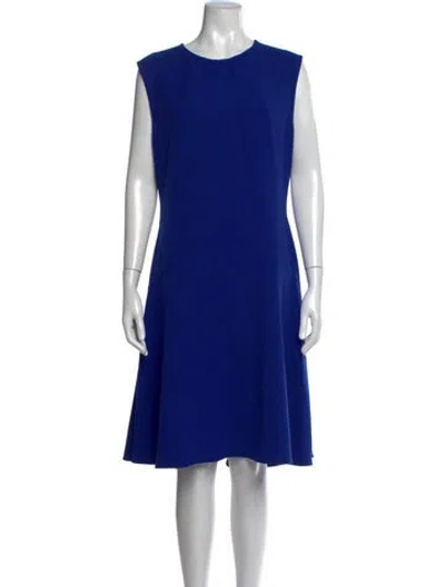 Pre-owned Lela Rose Crew Neck Knee-length Dress In Blue