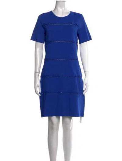 Pre-owned Lela Rose Crew Neck Knee-length Dress In Blue