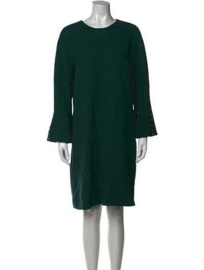 Pre-owned Lela Rose Crew Neck Knee-length Dress In Green