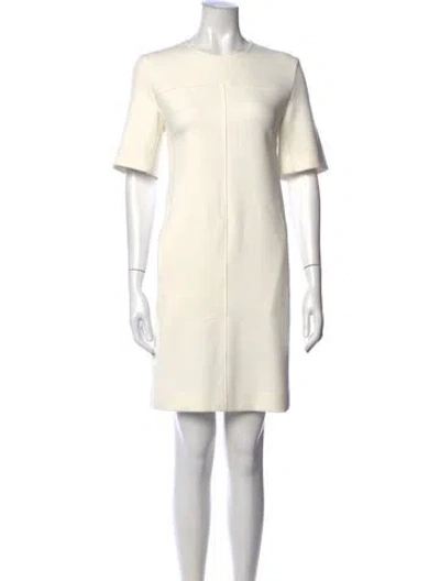 Pre-owned Lela Rose Crew Neck Knee-length Dress In Neutral