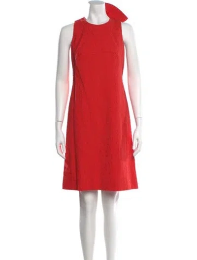 Pre-owned Lela Rose Crew Neck Knee-length Dress In Orange
