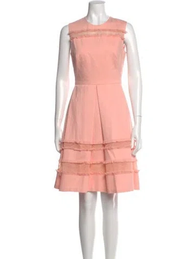 Pre-owned Lela Rose Crew Neck Knee-length Dress In Orange