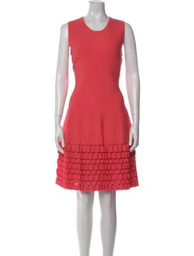 Pre-owned Lela Rose Crew Neck Knee-length Dress In Pink