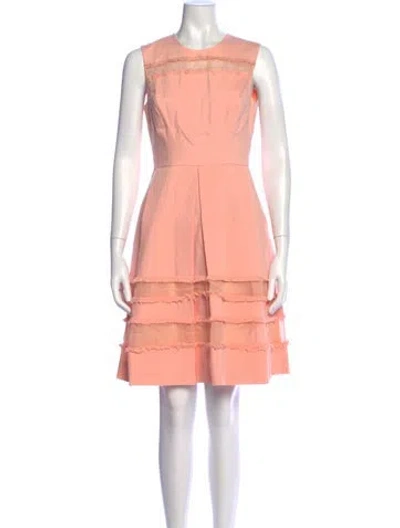 Pre-owned Lela Rose Crew Neck Knee-length Dress In Pink
