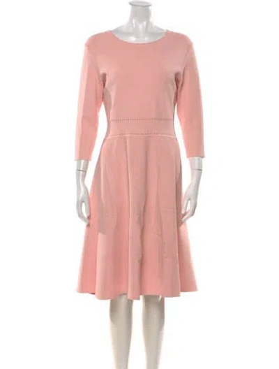 Pre-owned Lela Rose Crew Neck Knee-length Dress In Pink