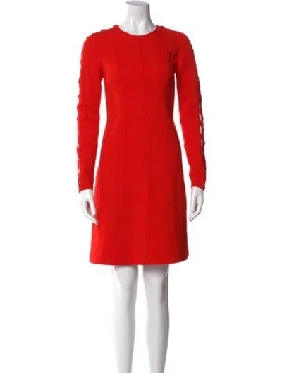 Pre-owned Lela Rose Crew Neck Knee-length Dress In Red