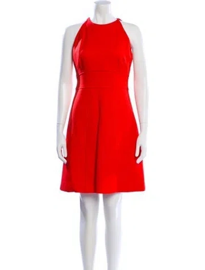 Pre-owned Lela Rose Crew Neck Knee-length Dress In Red