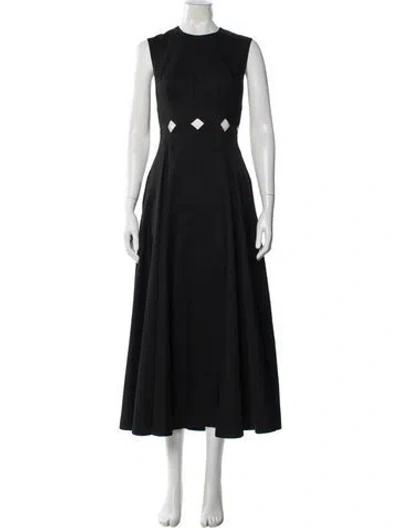 Pre-owned Lela Rose Crew Neck Long Dress In Black