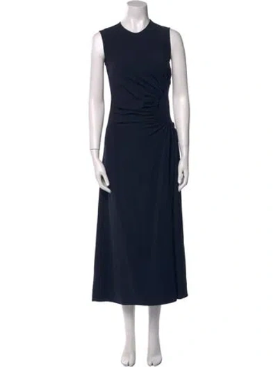 Pre-owned Lela Rose Crew Neck Long Dress In Blue
