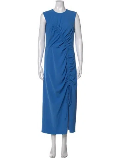 Pre-owned Lela Rose Crew Neck Long Dress In Blue