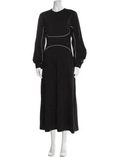 Pre-owned Lela Rose Crew Neck Long Dress In Blue