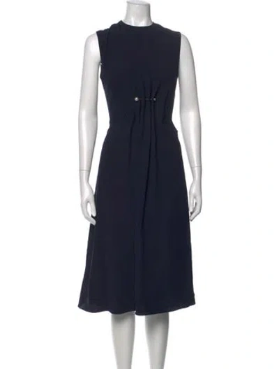 Pre-owned Lela Rose Crew Neck Long Dress In Blue
