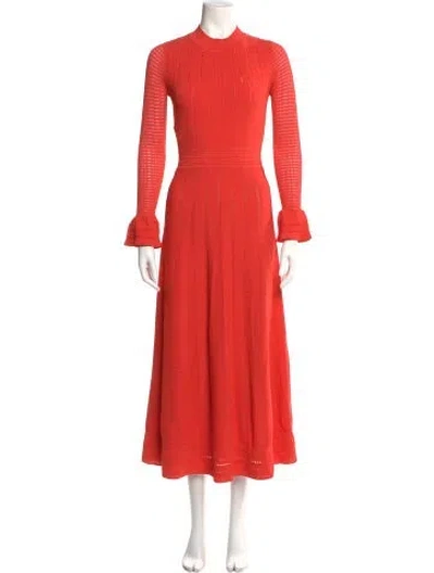 Pre-owned Lela Rose Crew Neck Long Dress In Orange