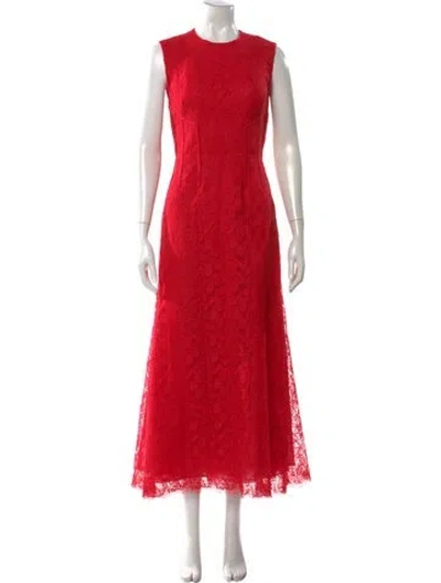 Pre-owned Lela Rose Crew Neck Long Dress W/ Tags In Red