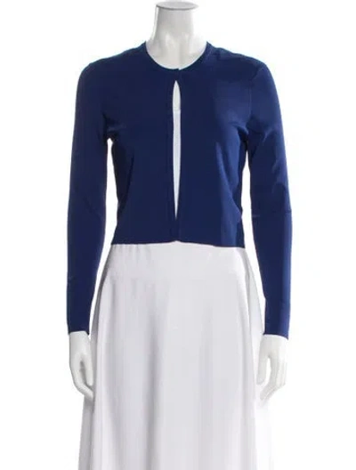 Pre-owned Lela Rose Crew Neck Long Sleeve Top W/ Tags In Blue