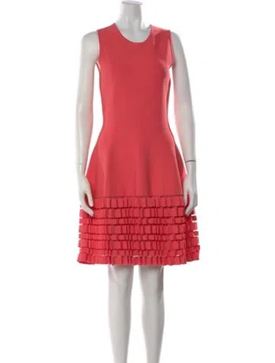 Pre-owned Lela Rose Crew Neck Midi Length Dress W/ Tags In Pink