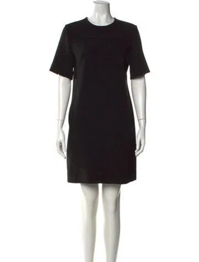 Pre-owned Lela Rose Crew Neck Mini Dress In Black