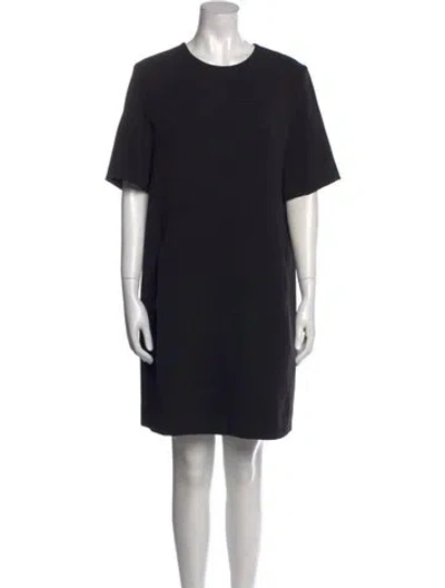Pre-owned Lela Rose Crew Neck Mini Dress In Black