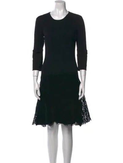Pre-owned Lela Rose Crew Neck Mini Dress In Black