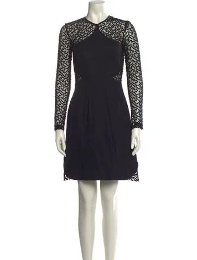 Pre-owned Lela Rose Crew Neck Mini Dress In Black