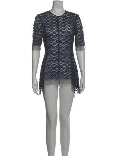 Pre-owned Lela Rose Crew Neck Mini Dress In Black