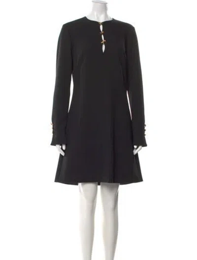 Pre-owned Lela Rose Crew Neck Mini Dress In Black