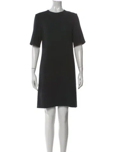 Pre-owned Lela Rose Crew Neck Mini Dress In Black