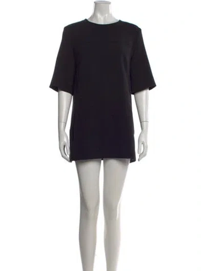 Pre-owned Lela Rose Crew Neck Mini Dress In Black