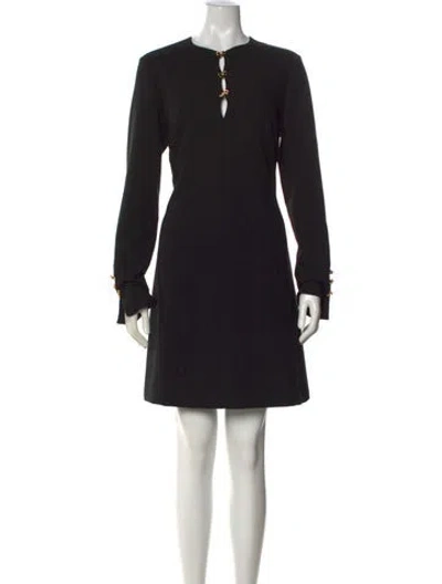 Pre-owned Lela Rose Crew Neck Mini Dress In Black