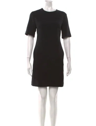 Pre-owned Lela Rose Crew Neck Mini Dress In Black