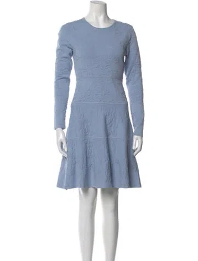 Pre-owned Lela Rose Crew Neck Mini Dress In Blue