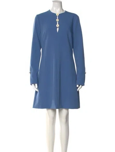 Pre-owned Lela Rose Crew Neck Mini Dress In Blue