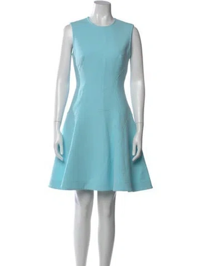 Pre-owned Lela Rose Crew Neck Mini Dress In Blue