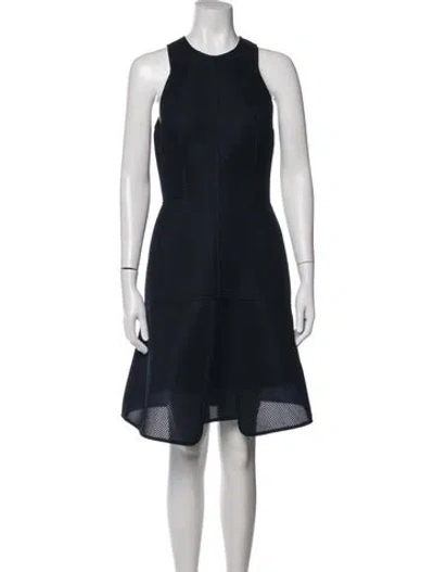 Pre-owned Lela Rose Crew Neck Mini Dress In Blue