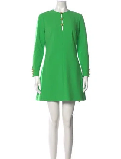 Pre-owned Lela Rose Crew Neck Mini Dress In Green