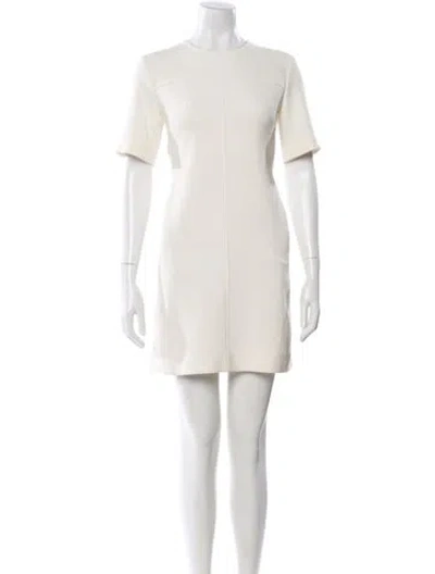 Pre-owned Lela Rose Crew Neck Mini Dress In Neutral