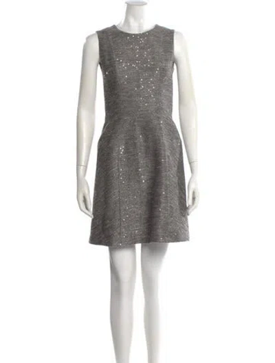 Pre-owned Lela Rose Crew Neck Mini Dress In Neutral
